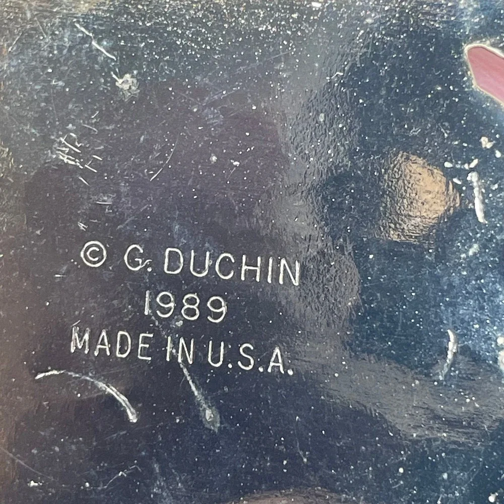 Vintage 1989 G. Duchin Silver Tone Metal Christmas Tree Ornament Made in USA